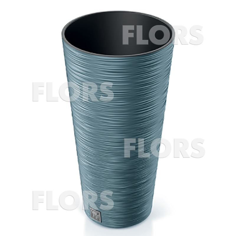 FURU ROUND SLIM голубой пластиковый горшок с вкладкой
