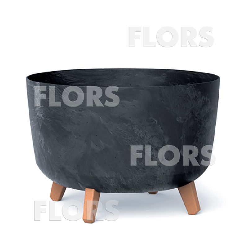 GRACIA LOW BETON EFFECT кашпо на ножках антрацит