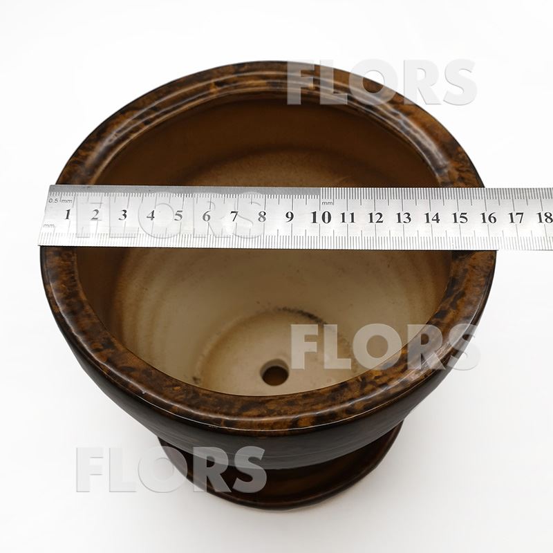 Горшок керамика №18 с подст. Коричневый