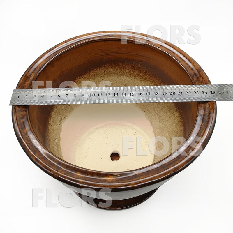 Горшок керамика №11 с подст. Коричневый