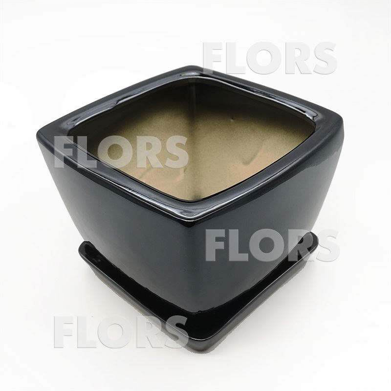 Горшок керамика Парус №01 с подст. Черный