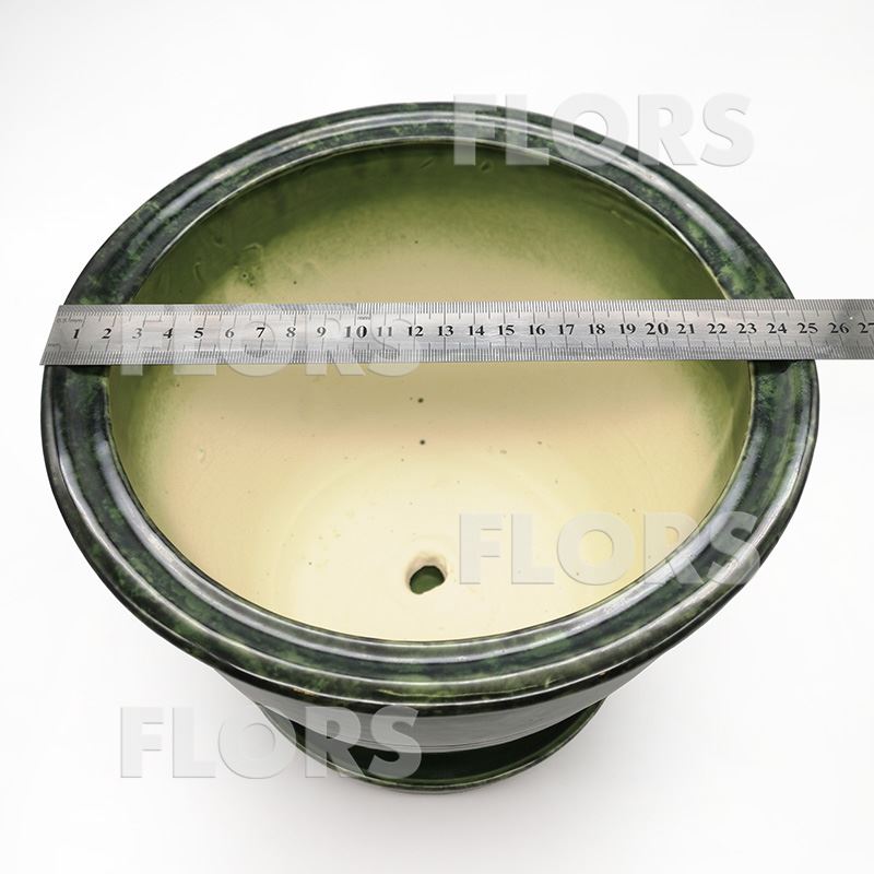 Горшок керамика №11 с подст. Зеленый