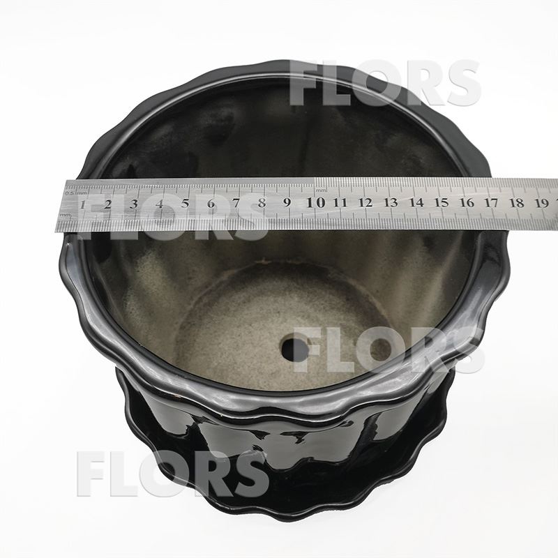 Горшок керамика №01 с подст. Черный