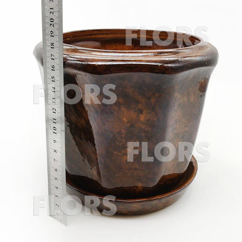 Горшок керамика №20 с подст. Коричневый