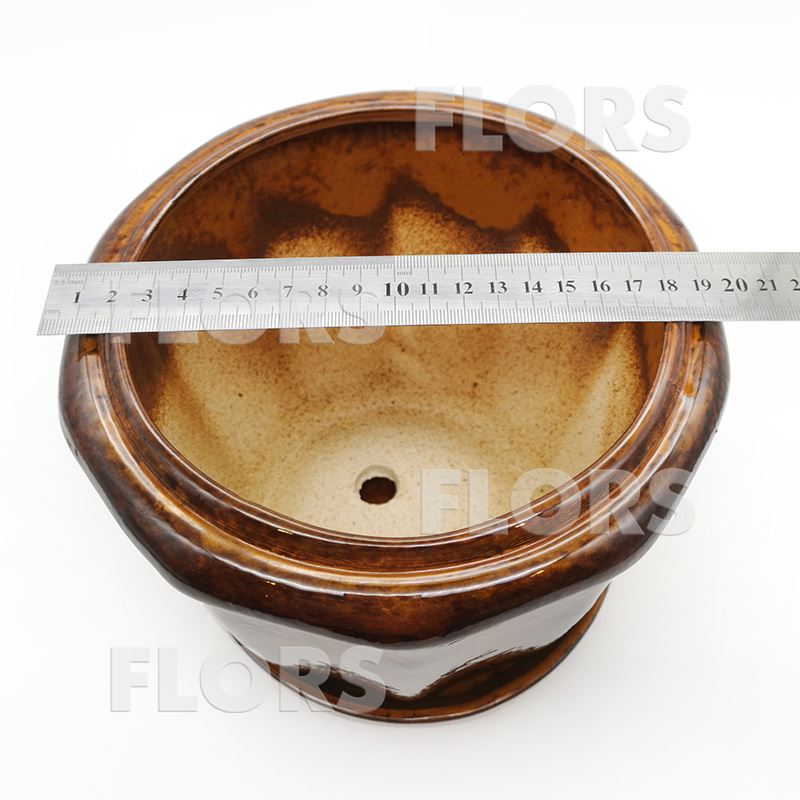 Горшок керамика №20 с подст. Коричневый