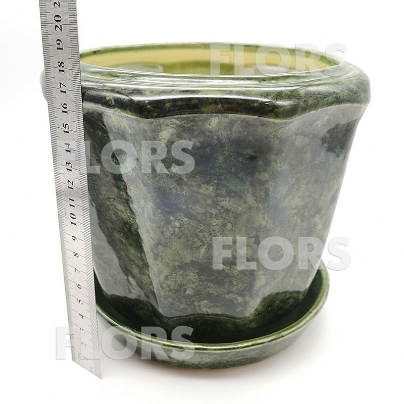 Горшок керамика №20 с подст. Зеленый