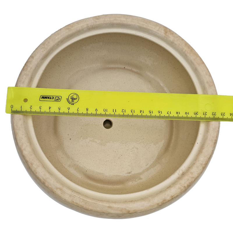 Горшок керамический Бонсай Круглый Бежевый с блюдцем