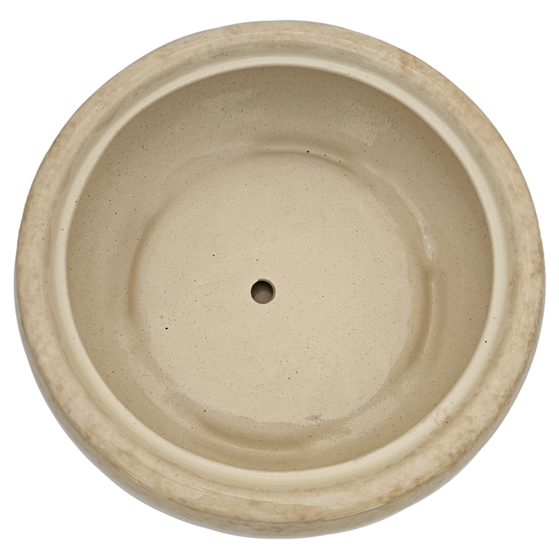 Горшок керамический Бонсай Круглый Бежевый с блюдцем