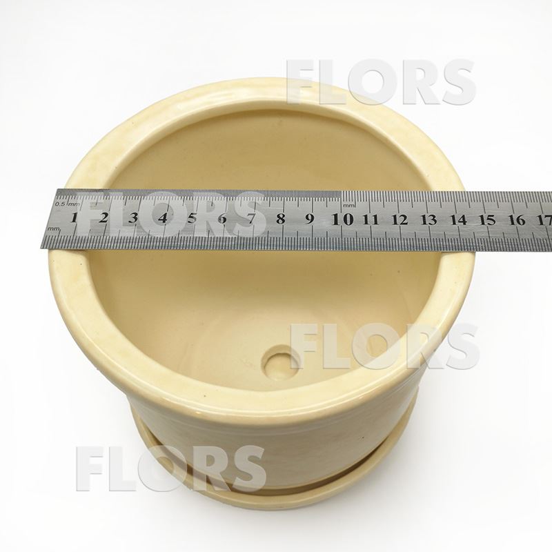 Горшок керамика №25 с подст. Бежевый