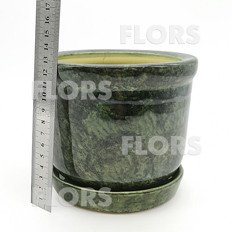 Горшок керамика №25 с подст. Зеленый