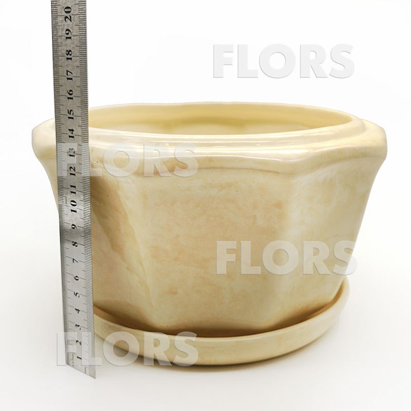 Горшок керамика №30 с подст. Бежевый