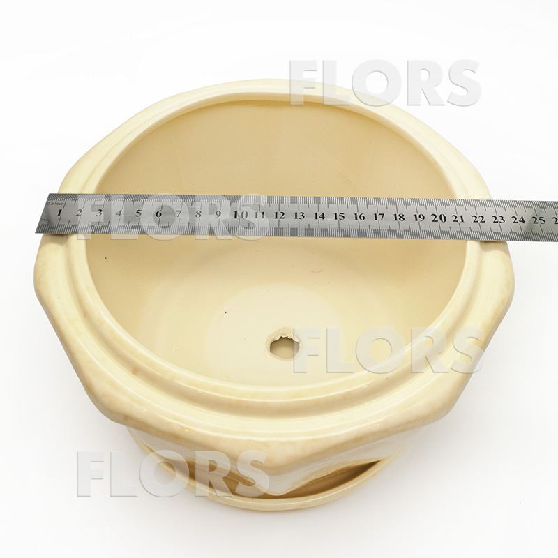 Горшок керамика №30 с подст. Бежевый