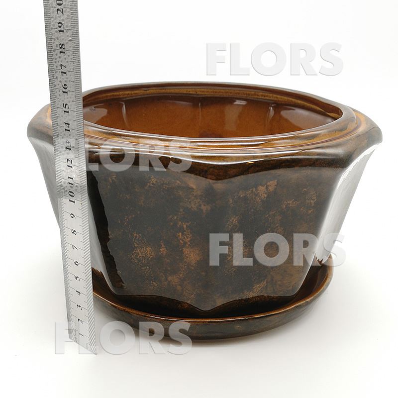 Горшок керамика №30 с подст. Коричневый