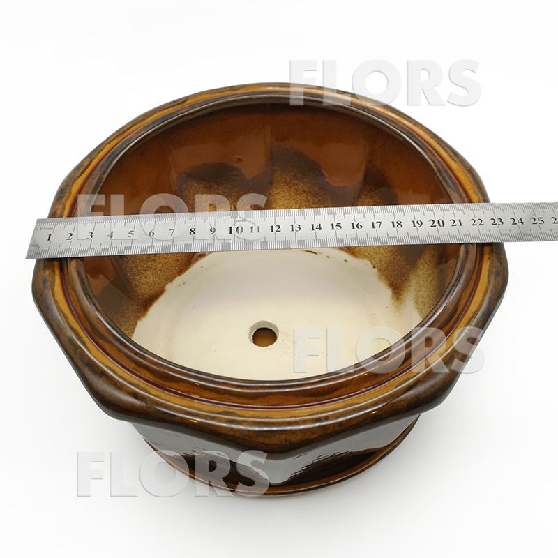 Горшок керамика №30 с подст. Коричневый