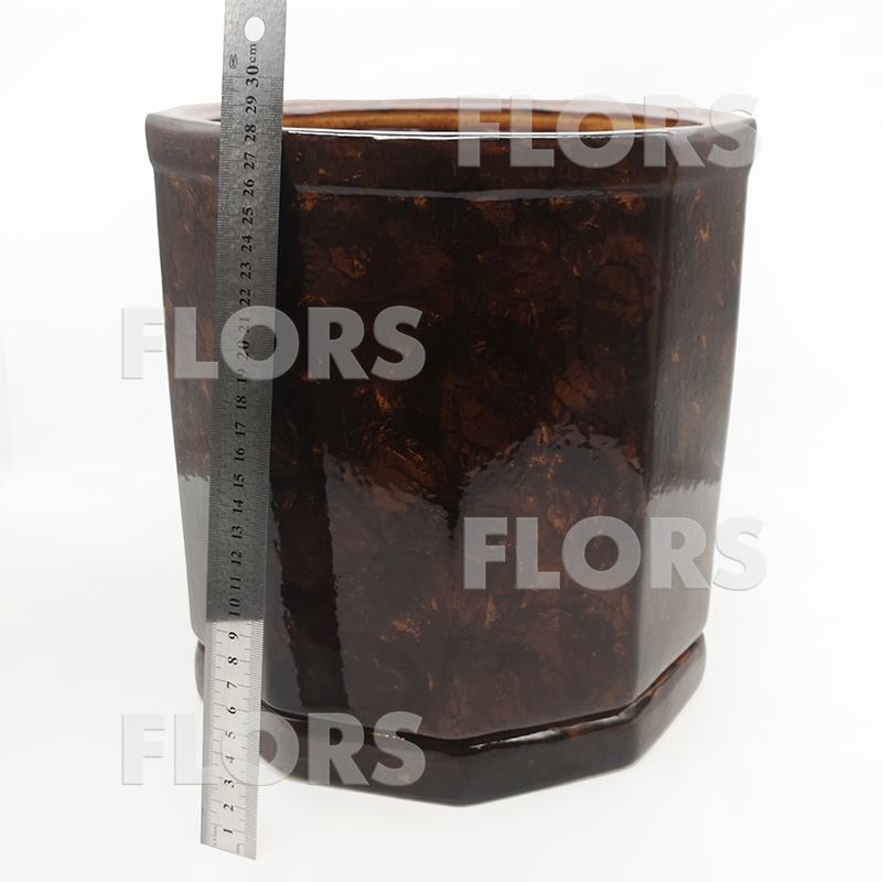 Горшок керамика Десятигранник №01 с подст. Коричневый