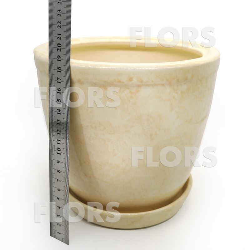 Горшок керамика Кедр №01 с подст. Бежевый