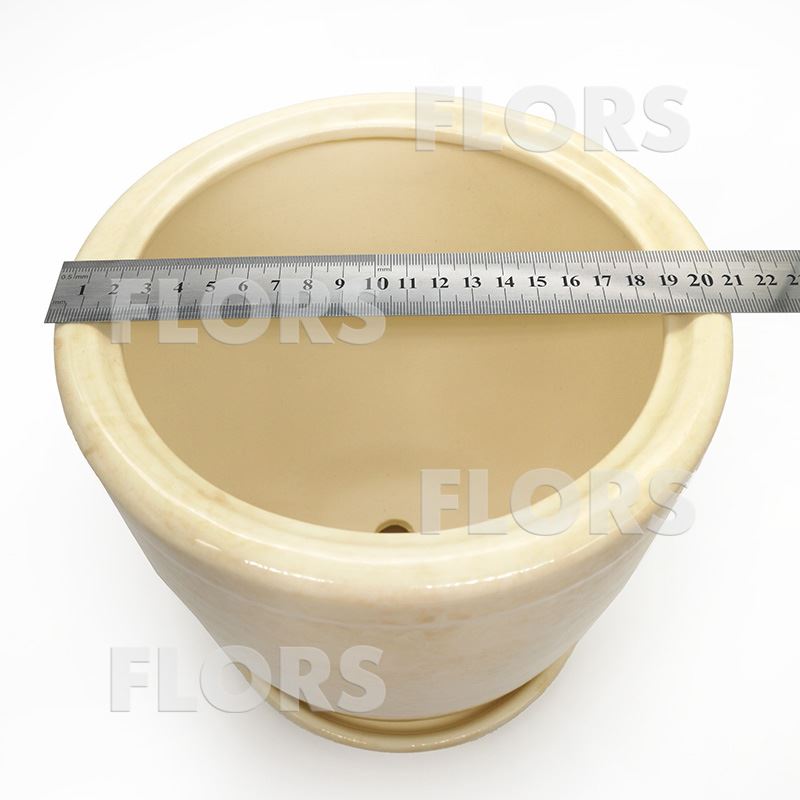 Горшок керамика Кедр №01 с подст. Бежевый