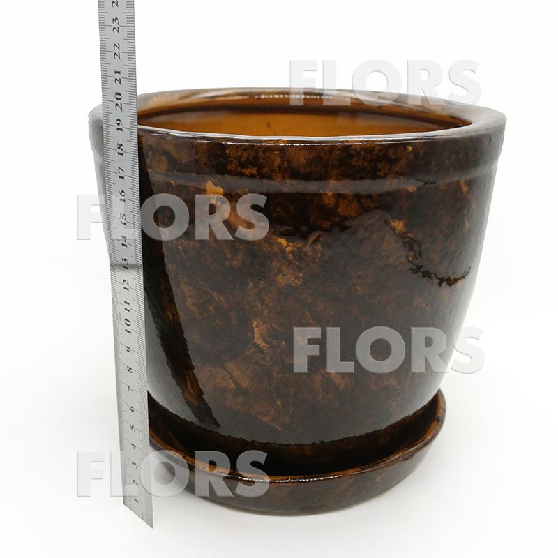 Горшок керамика Кедр №01 с подст. Коричневый