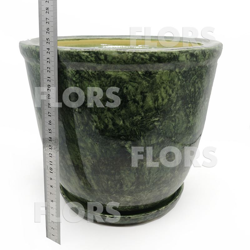 Горшок керамика Кедр №02 с подст. Зеленый