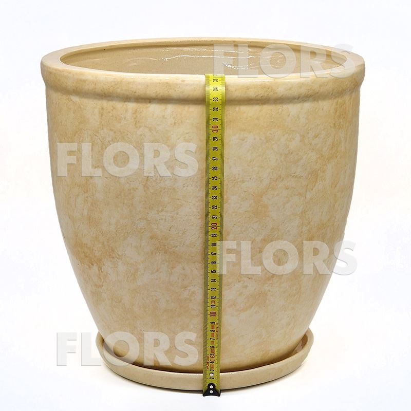 Горшок керамика Кедр №03 с подст. Бежевый