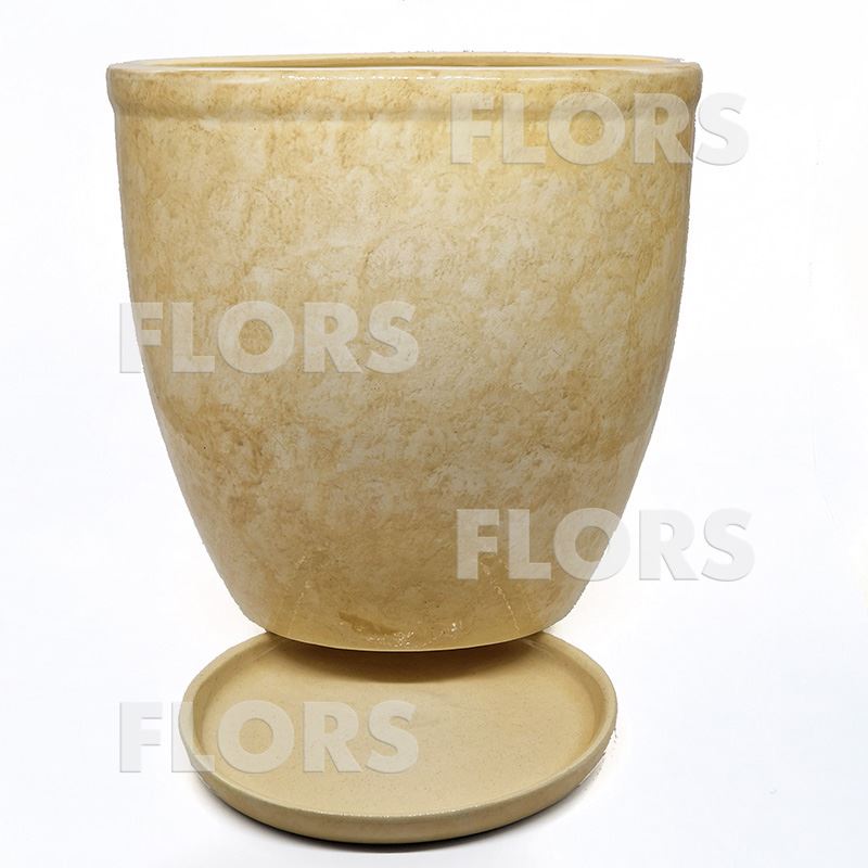 Горшок керамика Кедр №03 с подст. Бежевый