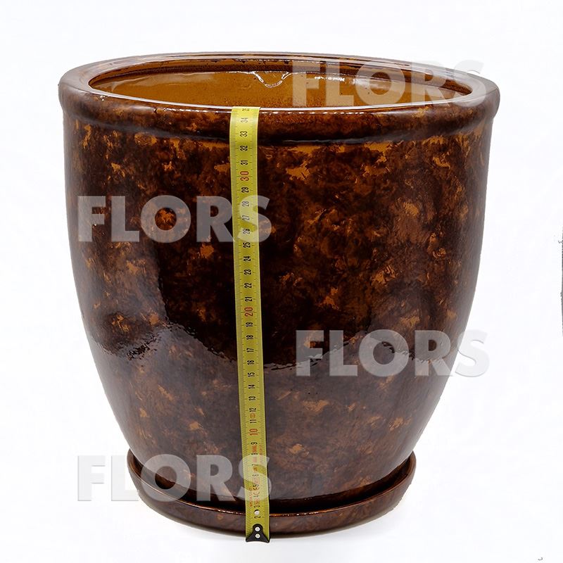 Горшок керамика Кедр №03 с подст. Коричневый