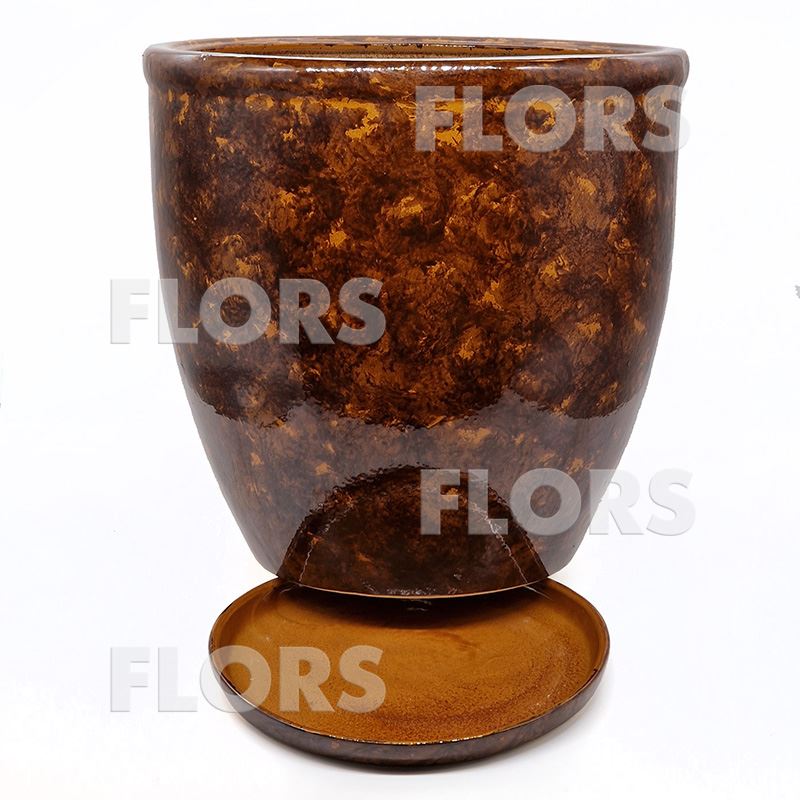 Горшок керамика Кедр №03 с подст. Коричневый