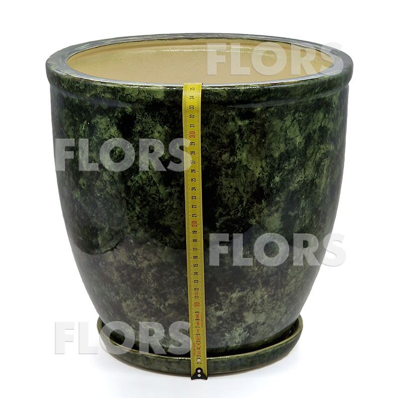 Горшок керамика Кедр №03 с подст. Зеленый