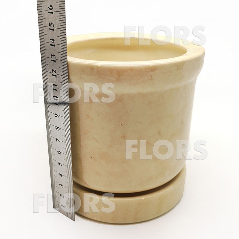 Горшок керамика Цилиндр №0,25 с подст. Бежевый
