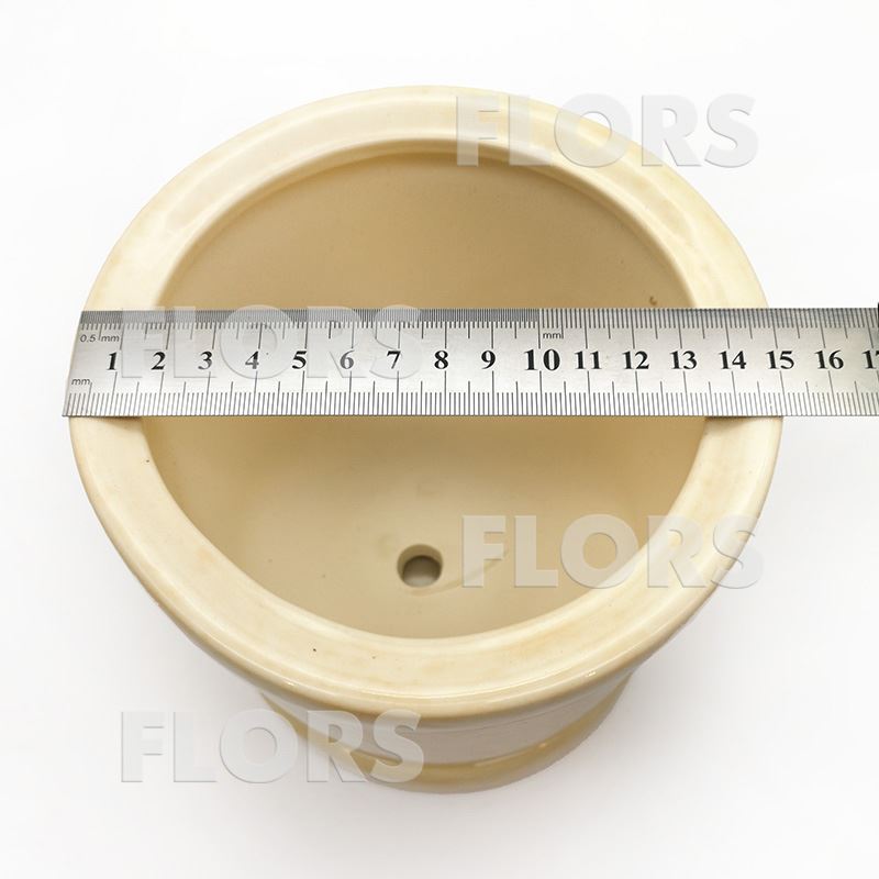 Горшок керамика Цилиндр №0,5 с подст. Бежевый