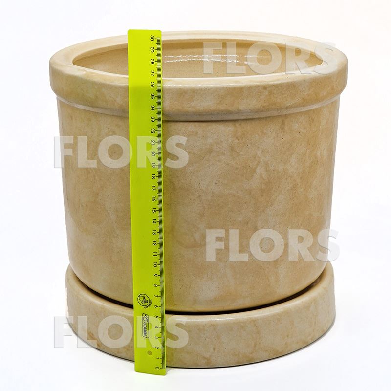 Горшок керамика Цилиндр №04 с подст. Бежевый