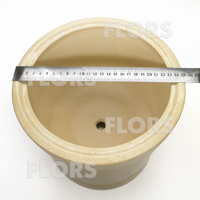 Горшок керамика Цилиндр №03 с подст. Бежевый