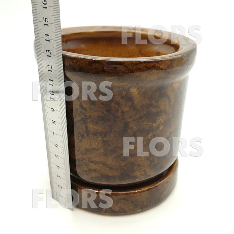 Горшок керамика Цилиндр №0,25 с подст. Коричневый