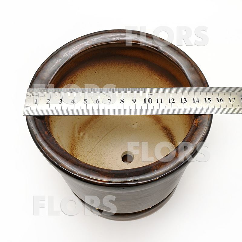Горшок керамика Цилиндр №0,5 с подст. Коричневый