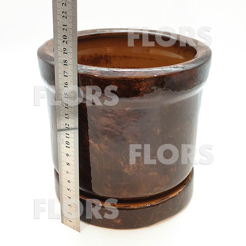 Горшок керамика Цилиндр №01 с подст. Коричневый