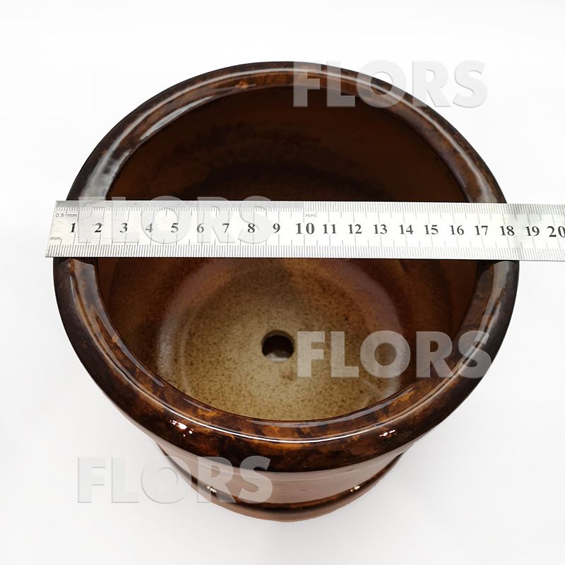 Горшок керамика Цилиндр №01 с подст. Коричневый