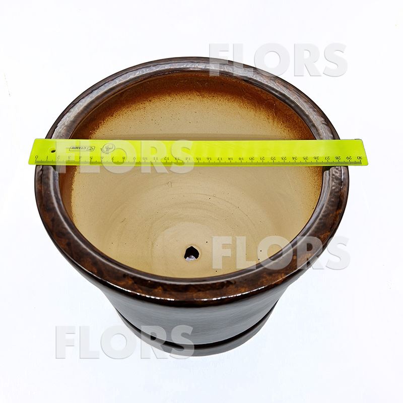 Горшок керамика Цилиндр №04 с подст. Коричневый