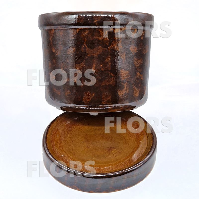 Горшок керамика Цилиндр №04 с подст. Коричневый