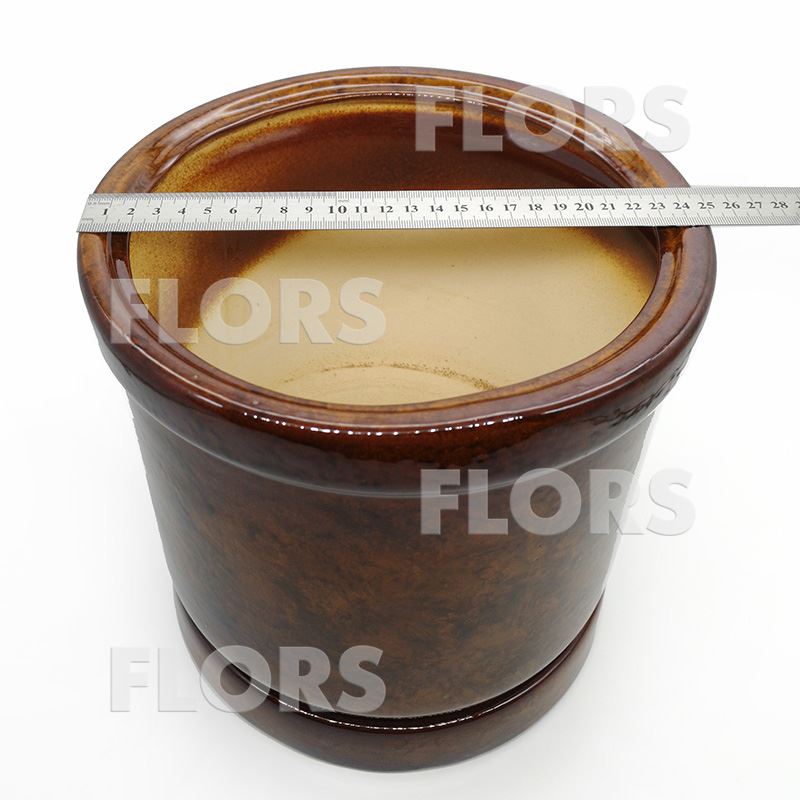 Горшок керамика Цилиндр №03 с подст. Коричневый