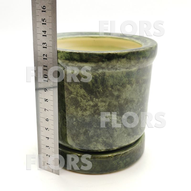 Горшок керамика Цилиндр №0,25 с подст. Зеленый