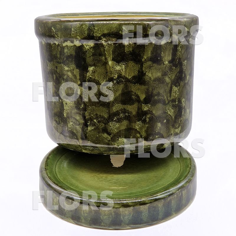 Горшок керамика Цилиндр №04 с подст. Зеленый