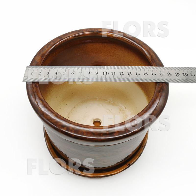 Горшок керамика №05 с подст. Коричневый