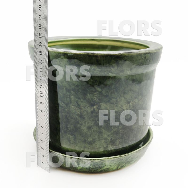 Горшок керамика №05 с подст. Зеленый