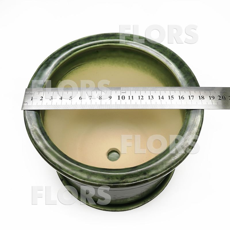 Горшок керамика №05 с подст. Зеленый