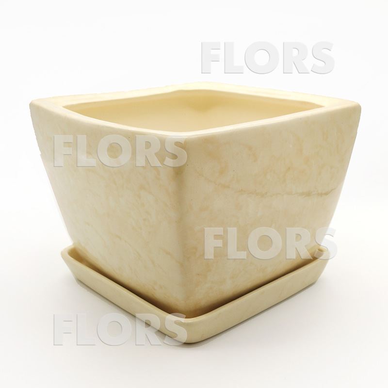 Горшок керамика Парус №01 с подст. Бежевый