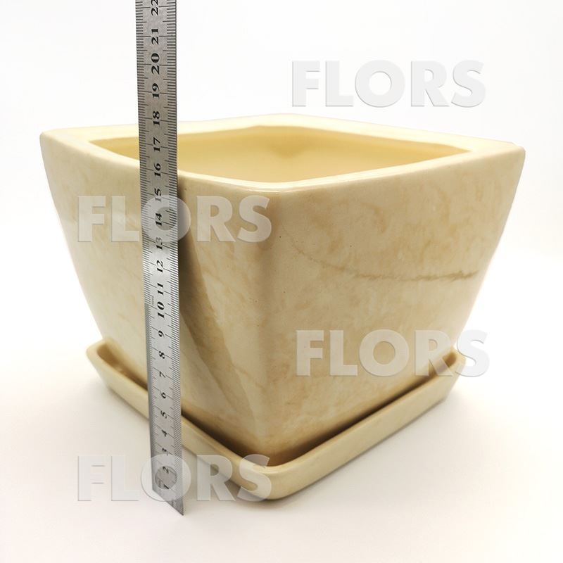 Горшок керамика Парус №01 с подст. Бежевый