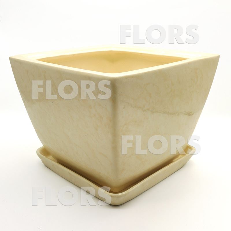 Горшок керамика Парус №02 с подст. Бежевый