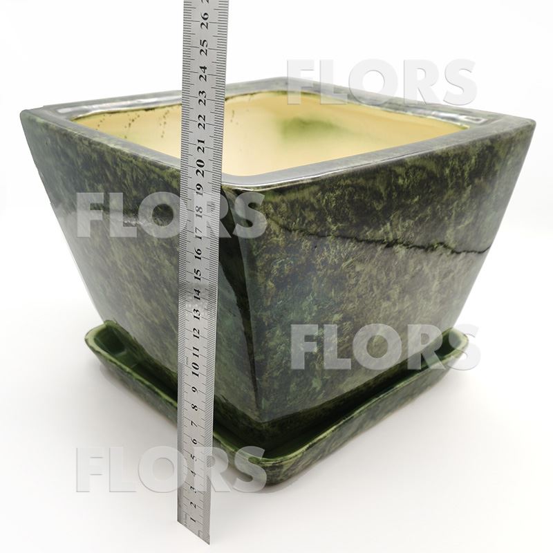 Горшок керамика Парус №02 с подст. Зеленый