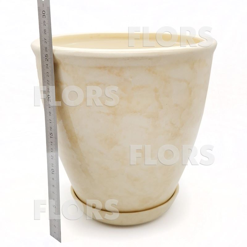 Горшок керамика №10 с подст. Бежевый