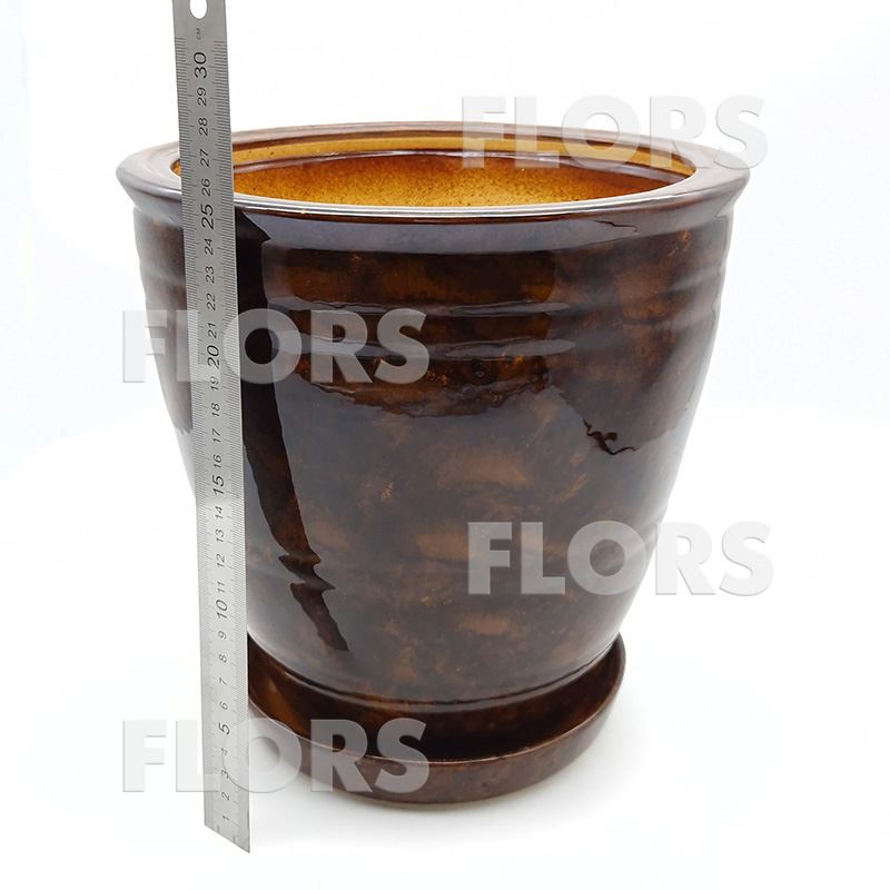 Горшок керамика №10 с подст. Коричневый